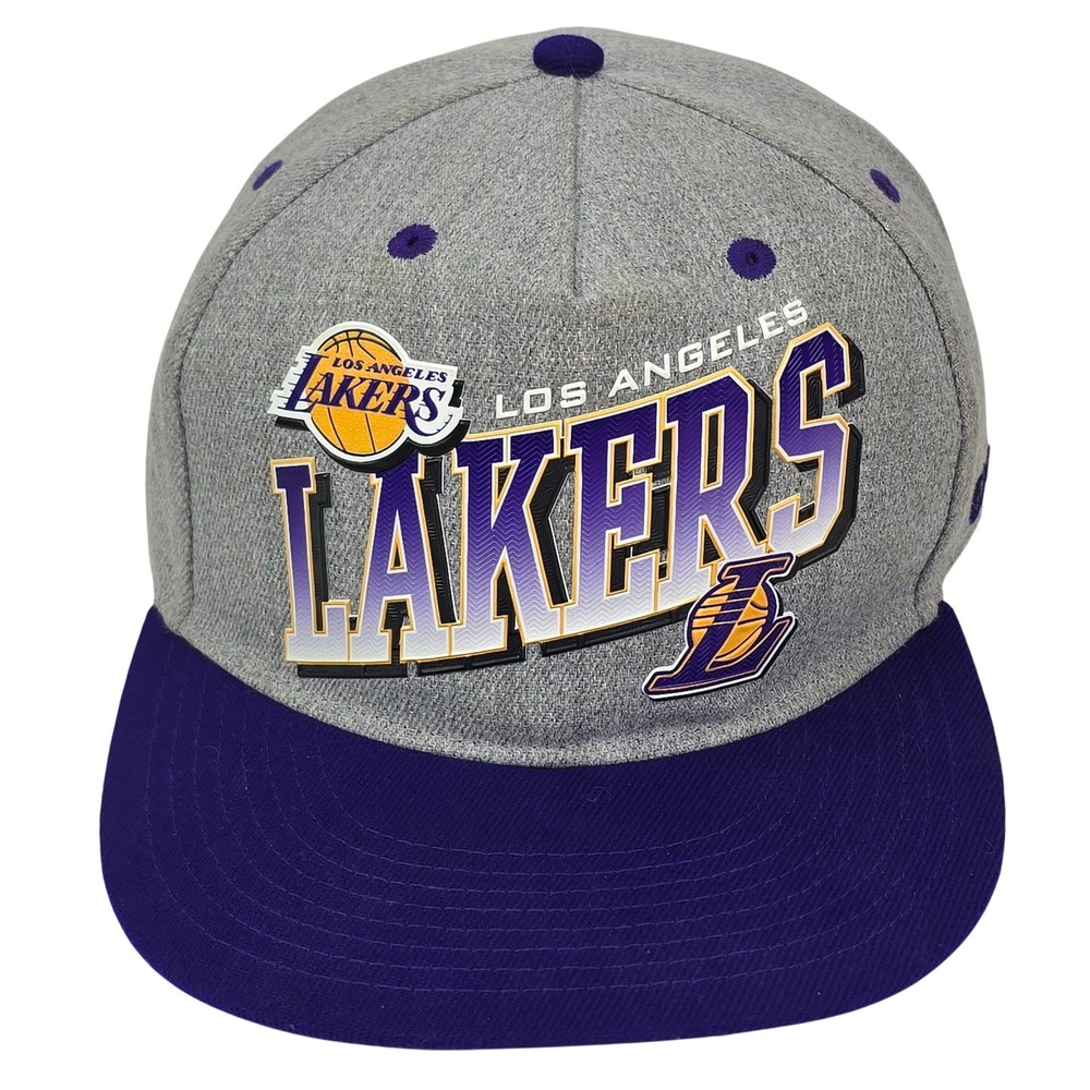 Ultra Game Los Angeles Lakers Snapback Hat OSFA Gray Purple NBA Flat Bill Cap